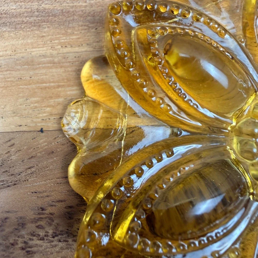 Antique Amber Pressed Glass Curtain Tie-Backs 3